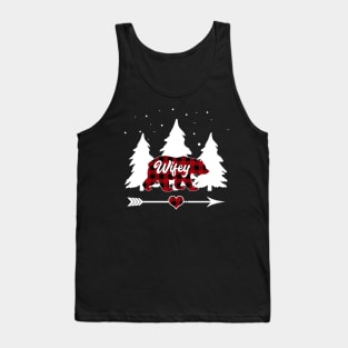 Wifey Bear Buffalo Plaid Christmas Matching Family Pajama Tank Top